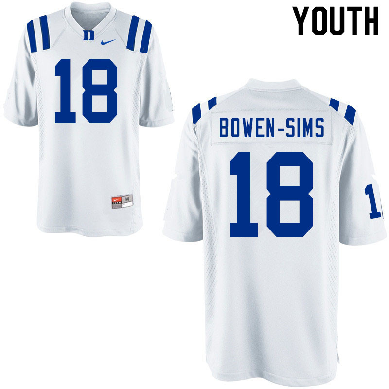 Youth #18 Malik Bowen-Sims Duke Blue Devils College Football Jerseys Sale-White - Click Image to Close